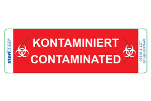 Haftetiketten "KONTAMINIERT" und Sicherheitsanstanzung, rot, 80 x 25 mm,  500 Stck.