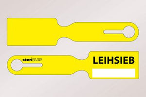 Sieblabel bedruckt gelb, "LEIHSIEB" + Beschriftungsfeld, 236 x 50 mm 250 Stck.