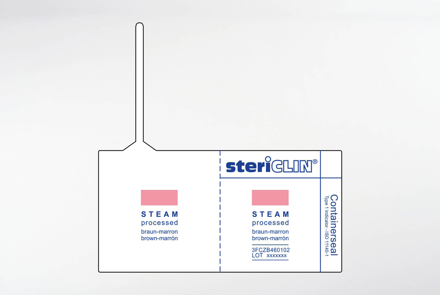 Containerseal weiss, 80 x 40 mm, mit STEAM-Indikator 500 Stck.