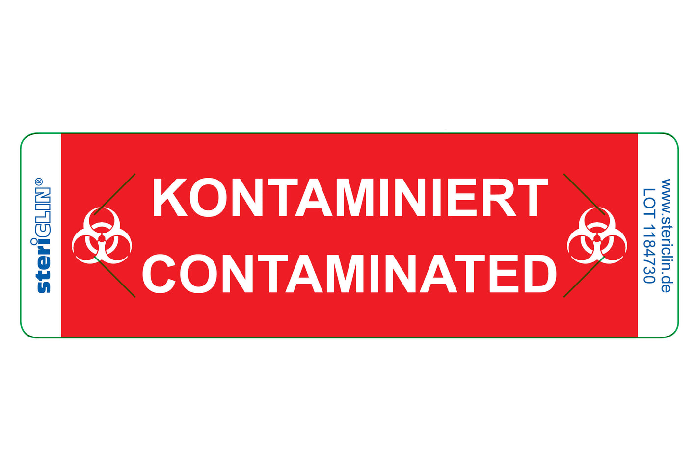 Haftetiketten "KONTAMINIERT" und Sicherheitsanstanzung, rot, 80 x 25 mm,  500 Stck.