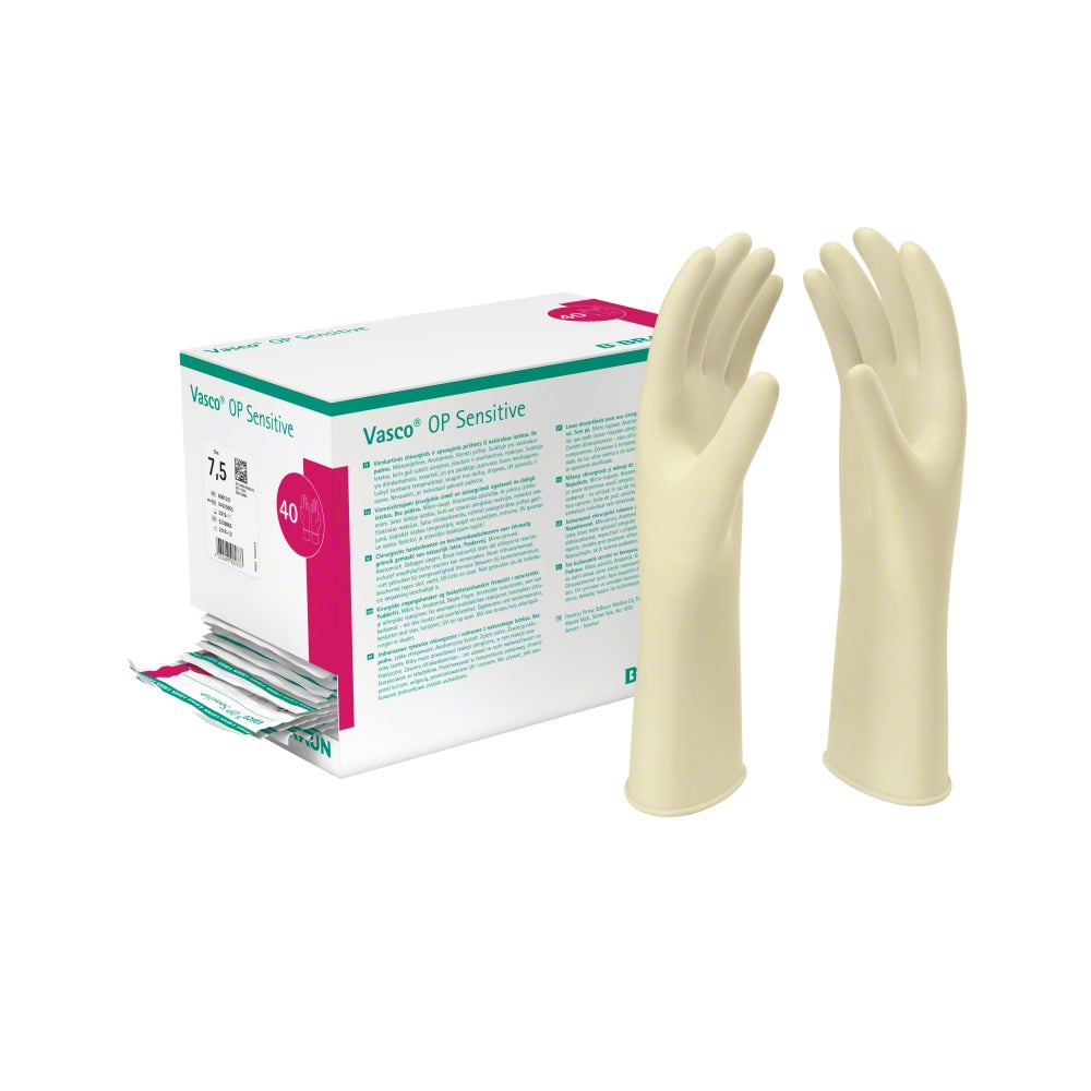 thc handschuhe Vasco® OP Sensitive Gr. 8 naturweiße Latex OP-Handschuhe, steril, 40 P